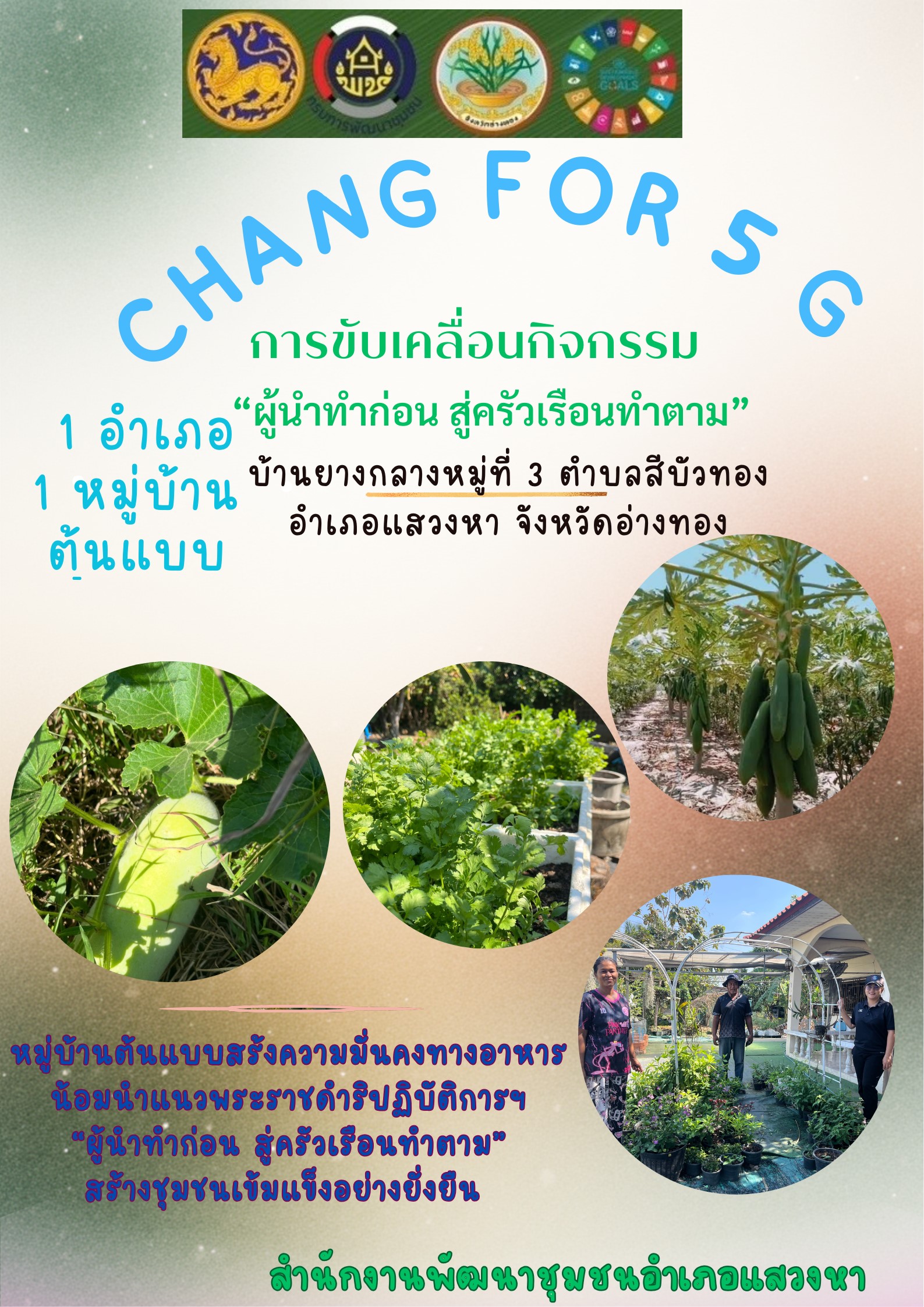 พช.แสวงหา ร่วมกิจกรรม "ครัวเรือนทำตาม” โดยนางวีรวรรณ ปล้องพฤกษา เพื่อคุณภาพชีวิตที่ดีและมีความมั่นคงทางอาหาร (GOOD & FOOD SECURITY)