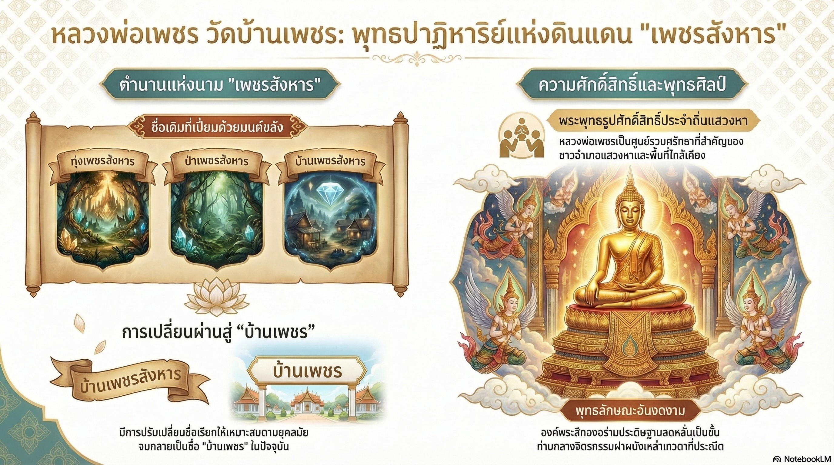 สำนักงานพัฒนาชุมชนอำเภอแสวงหา ขอเชิญชวนทุกท่านสักการะพระพุทธรูปศักดิ์สิทธิ์ หลวงพ่อเพชร #ชุมชนท่องเที่ยว OTOP นวัตวิถี “บ้านเพชร” หมู่ที่ 7 ตำบลแสวงหาอำเภอแสวงหา จังหวัดอ่างทอง หลวงพ่อเพชร วัดบ้านเพชร หนึ่งในพระพุทธรูปศักดิ์สิทธิ์ประจำแดนดินถิ่นแสวงหา ชื่อเดิมของสถานที่ก็ดี ดูมีมนต์ขลัง บ้างก็เรียกว่า ทุ่งเพชรสังหาร , ป่าเพชรสังหาร หรือ บ้านเพชรสังหาร จนในปัจจุบันได้เรียกให้ดูกำลังดีตามยุคสมัยว่า "บ้านเพชร"